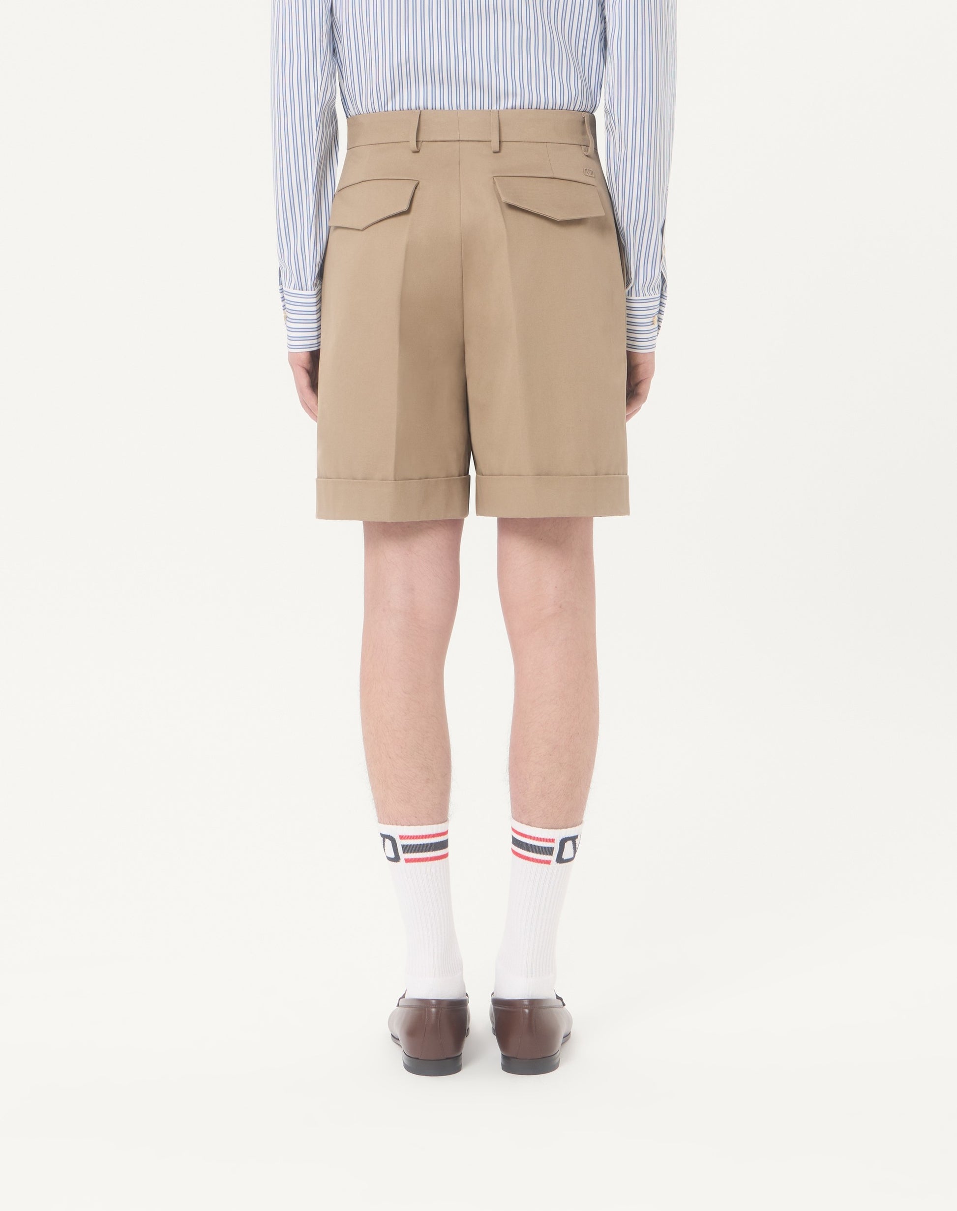 Valentino Cotton Gabardine Bermuda Shorts With Turn-up And Vlogo Embroidery