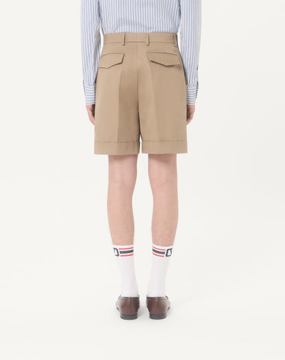 Valentino Cotton Gabardine Bermuda Shorts With Turn-up And Vlogo Embroidery