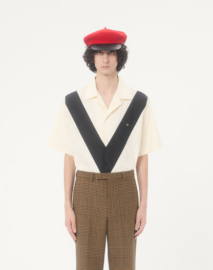 Valentino Cotton Poplin Bowling Shirt With Inlaid V And Vlogo Patch