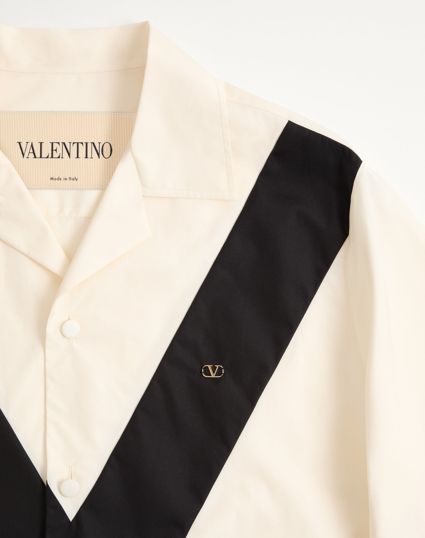 Valentino Cotton Poplin Bowling Shirt With Inlaid V And Vlogo Patch