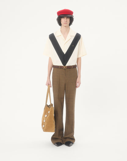 Valentino Cotton Poplin Bowling Shirt With Inlaid V And Vlogo Patch