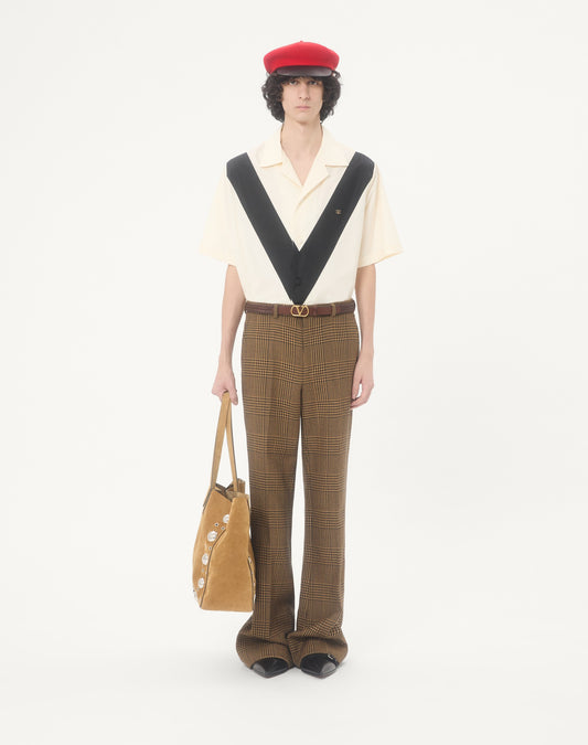 Valentino Cotton Poplin Bowling Shirt With Inlaid V And Vlogo Patch