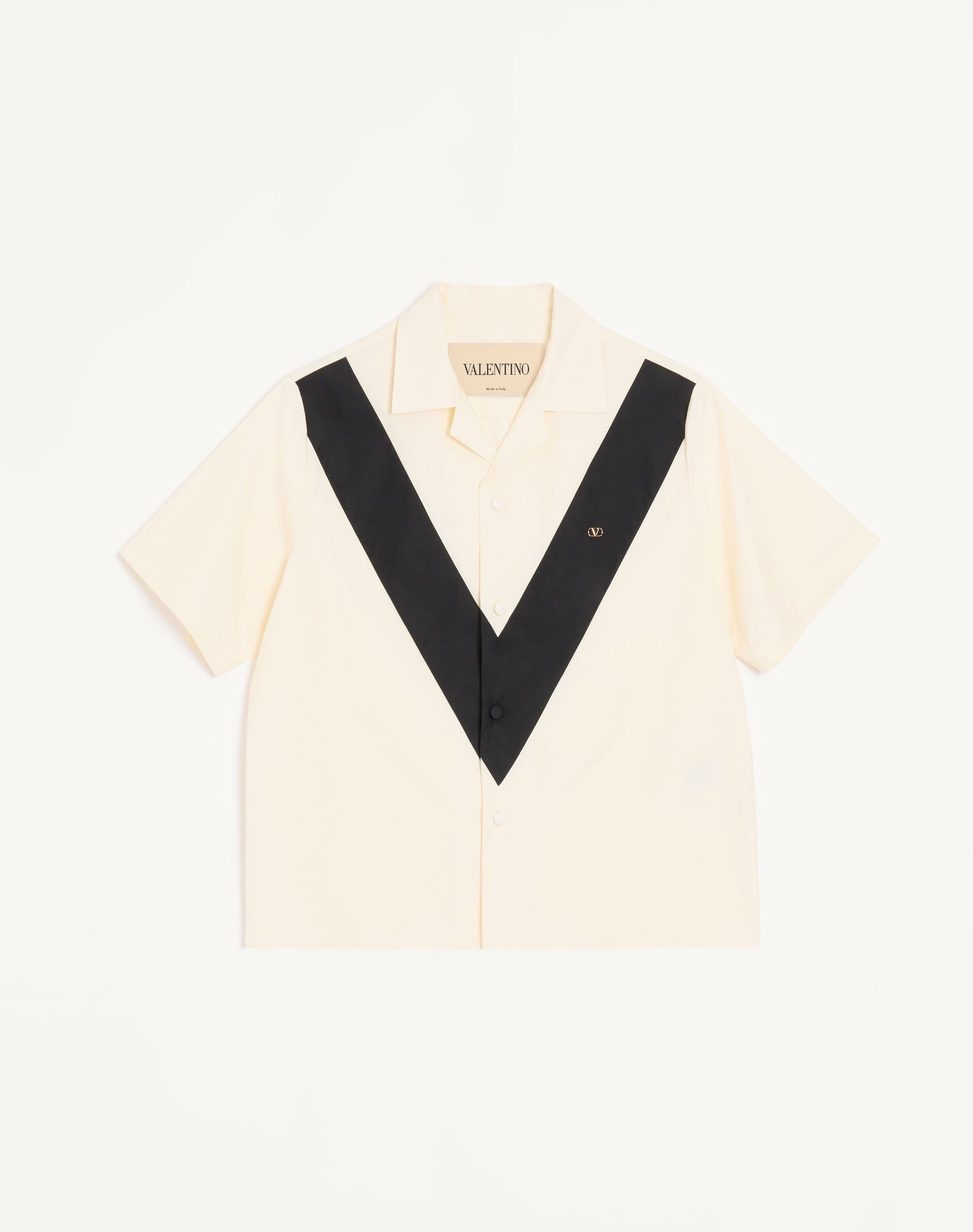 Valentino Cotton Poplin Bowling Shirt With Inlaid V And Vlogo Patch