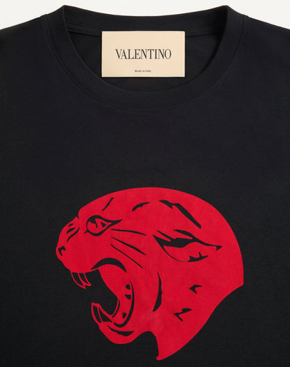 Valentino Cotton T-shirt With Panther Print