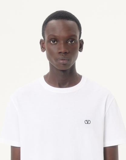 Valentino Cotton T-shirt With Vlogo Embroidery