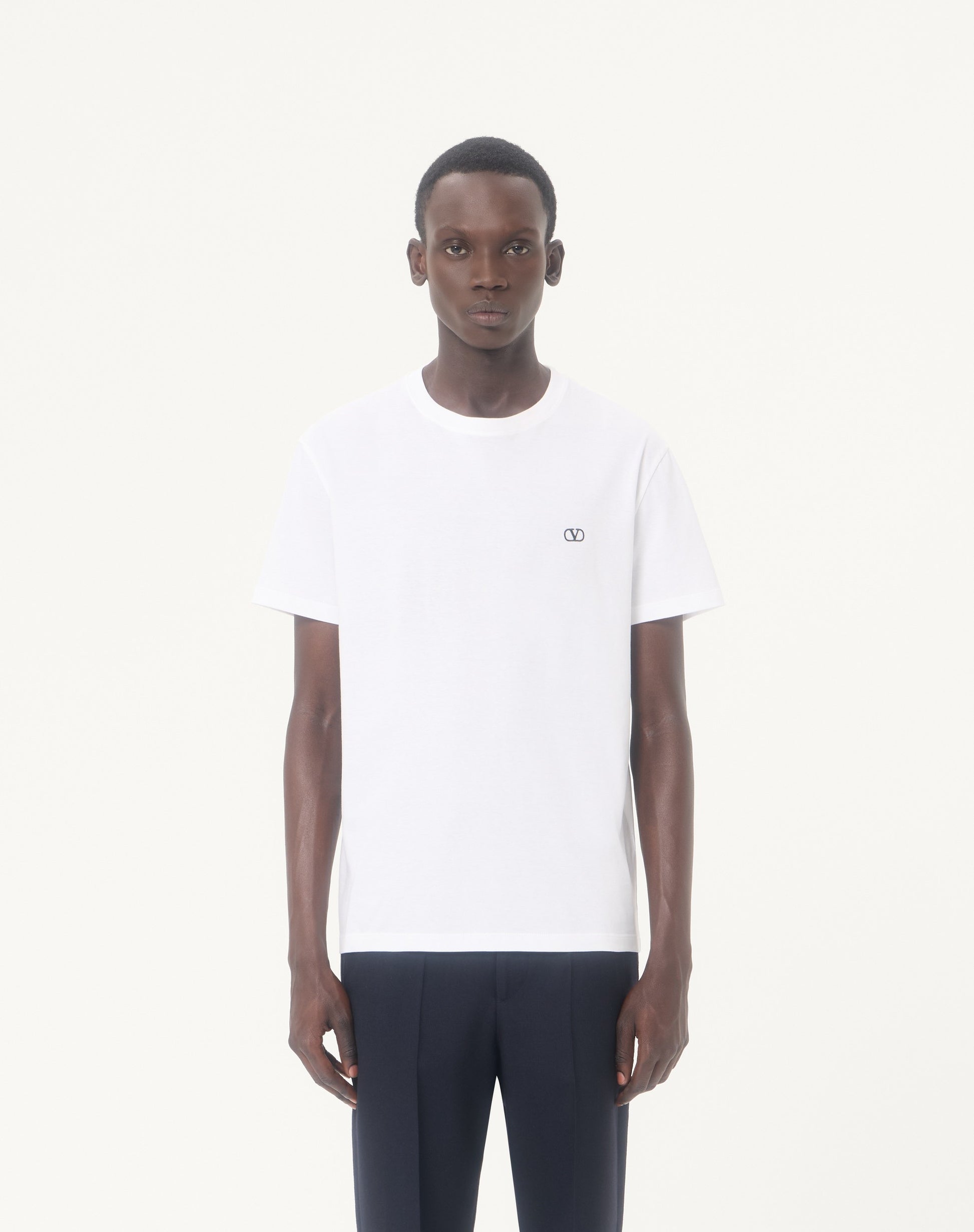 Valentino Cotton T-shirt With Vlogo Embroidery