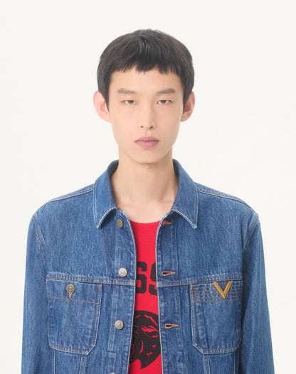 Valentino Denim Jacket With Vgold
