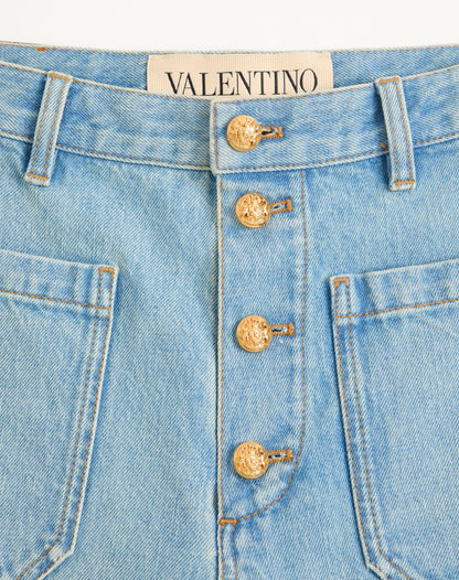 Valentino Denim Trousers With Gold Buttons