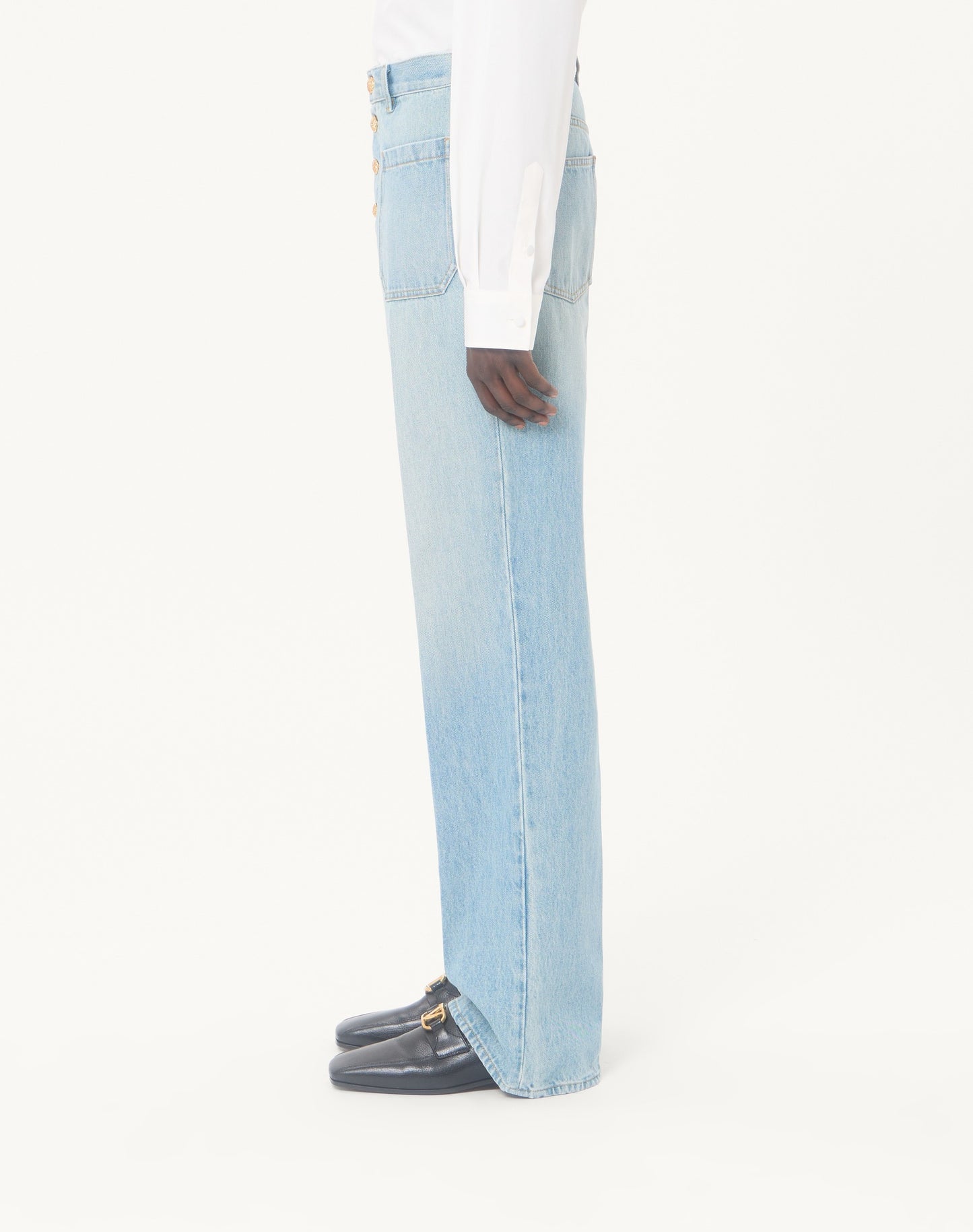 Valentino Denim Trousers With Gold Buttons