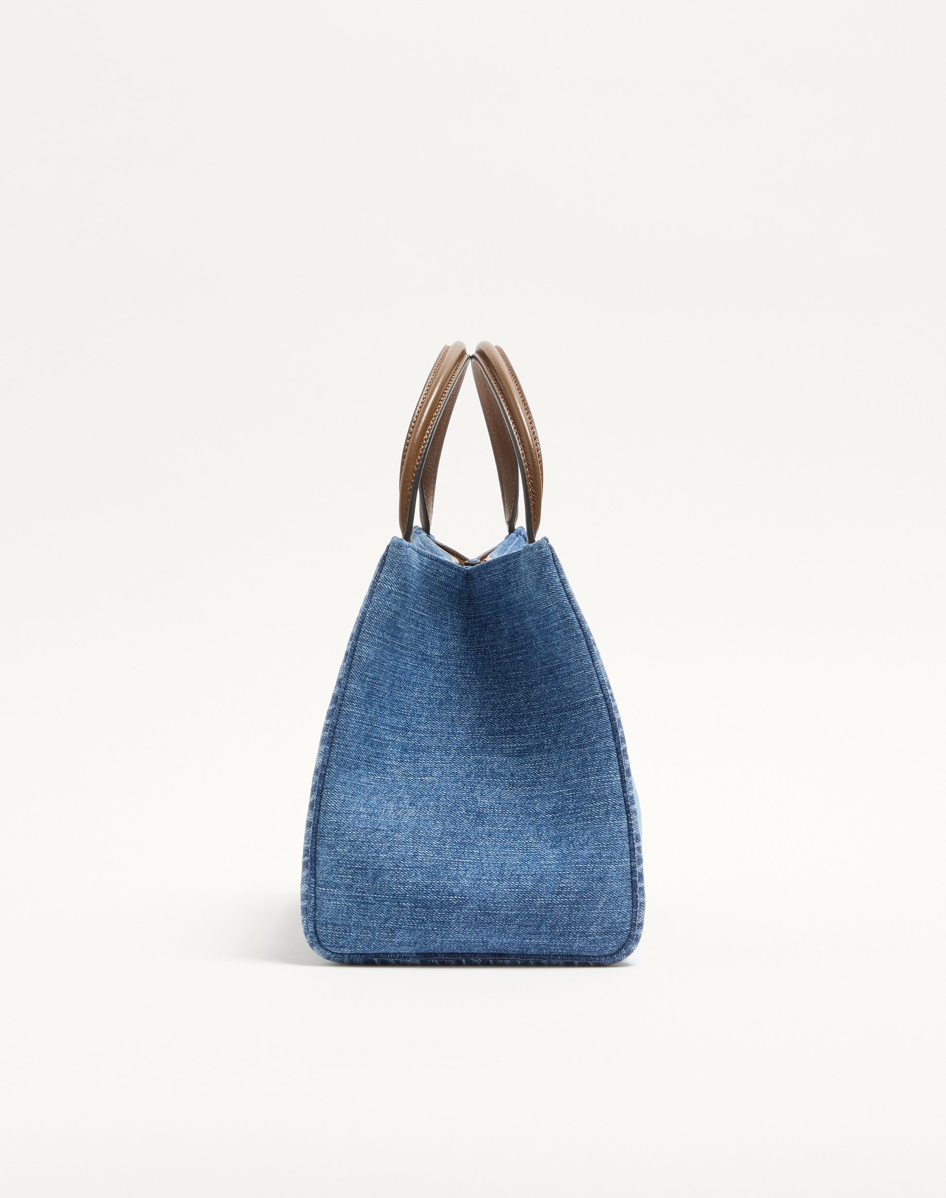 Valentino Garavani Alltime Medium Handbag In Denim With Embroidered Strap