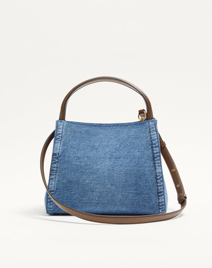 Valentino Garavani Alltime Medium Handbag In Denim With Embroidered Strap
