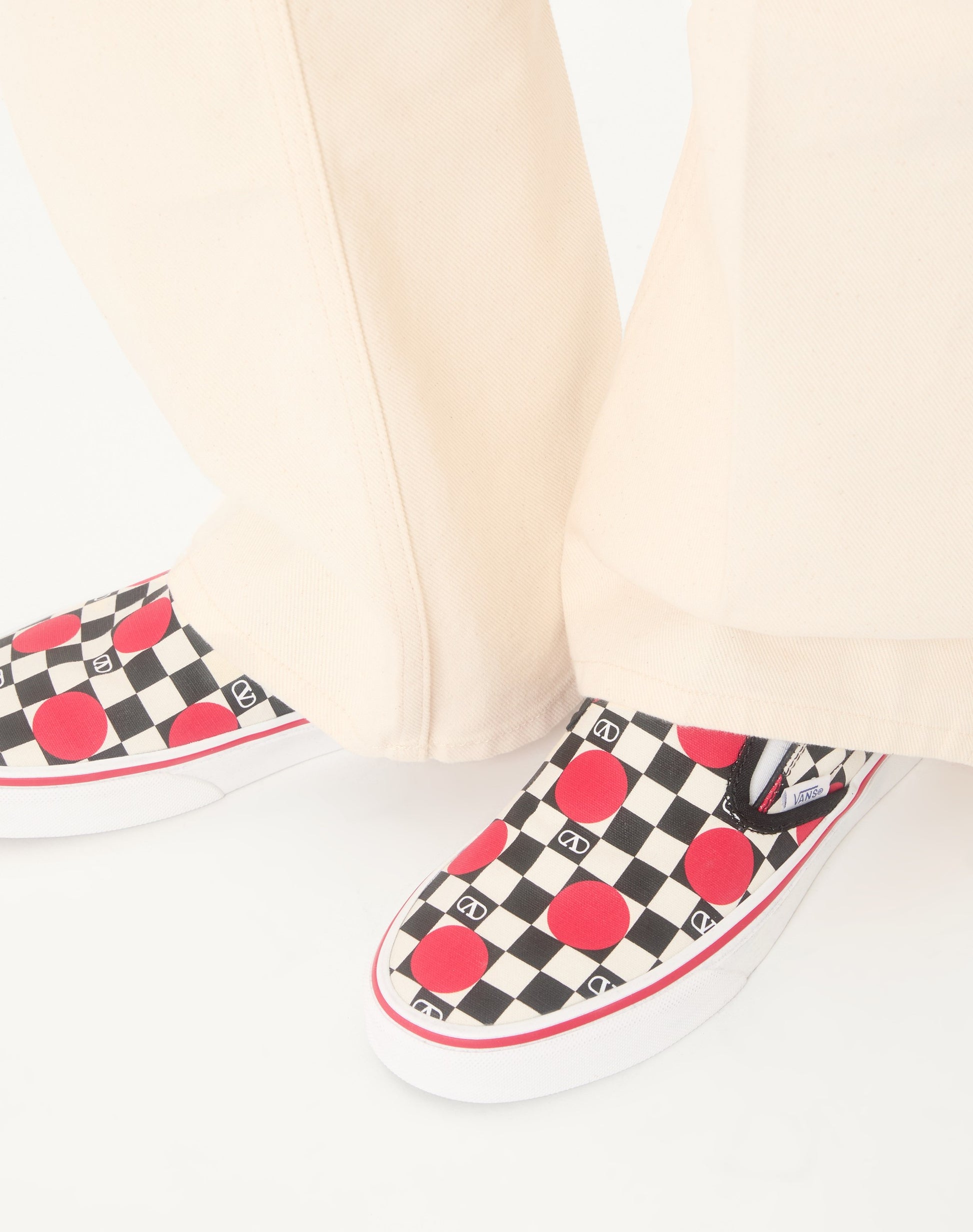 Valentino Garavani And Vans Fabric Slip-on Trainer With Vlogo Checkerboard Print And Polka Dot Detail