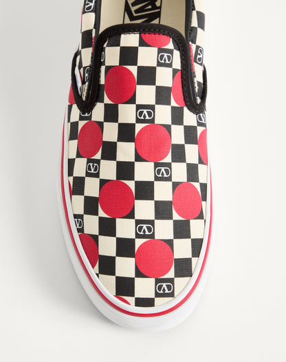 Valentino Garavani And Vans Fabric Slip-on Trainer With Vlogo Checkerboard Print And Polka Dot Detail