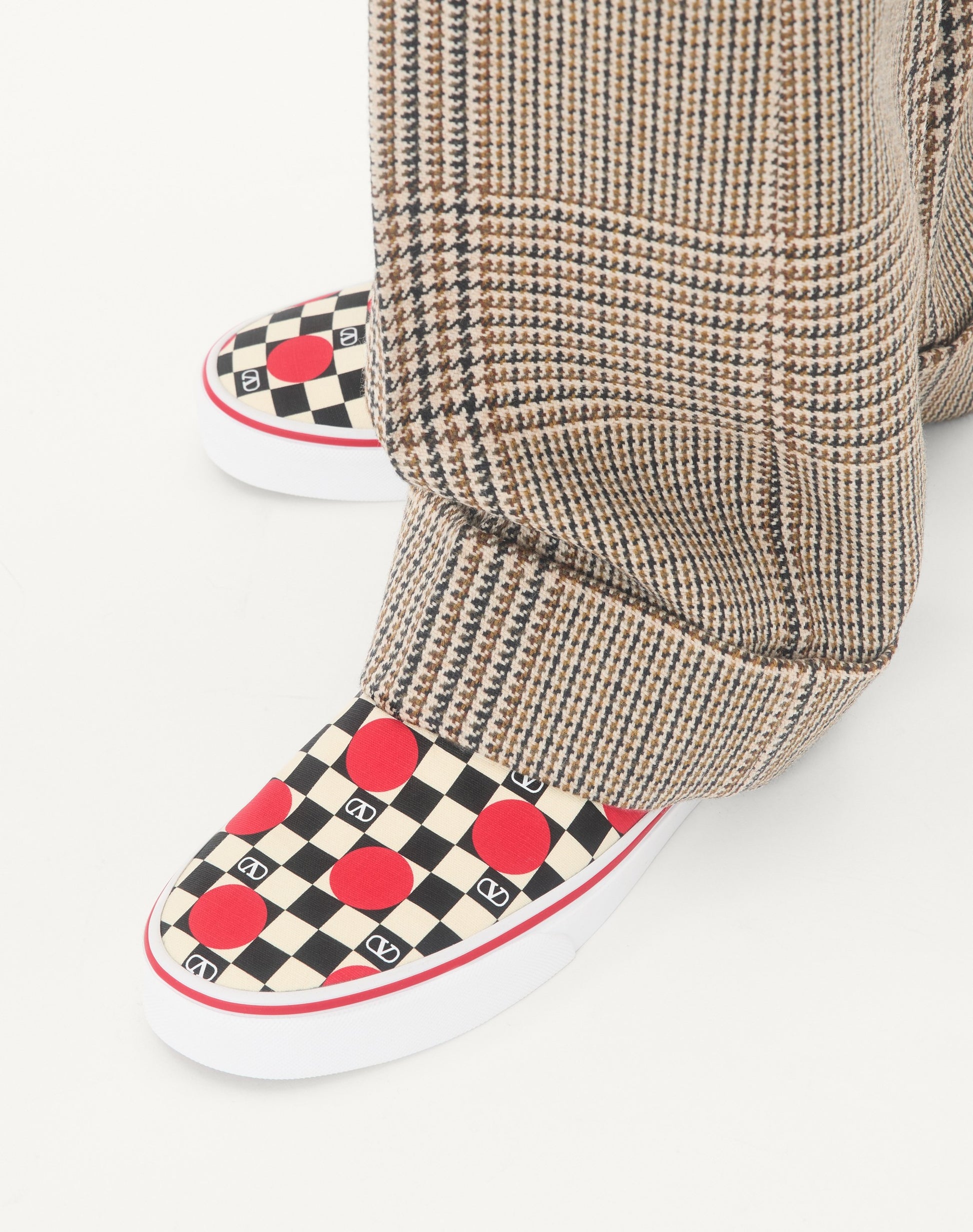 Valentino Garavani And Vans Fabric Slip-on Trainer With Vlogo Checkerboard Print And Polka Dot Detail