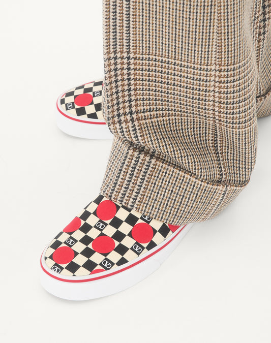 Valentino Garavani And Vans Fabric Slip-on Trainer With Vlogo Checkerboard Print And Polka Dot Detail