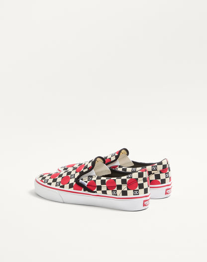 Valentino Garavani And Vans Fabric Slip-on Trainer With Vlogo Checkerboard Print And Polka Dot Detail