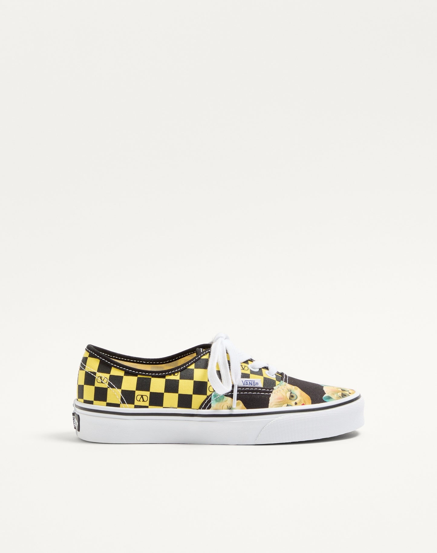 Valentino Garavani And Vans Low-top Fabric Trainer With Vlogo Checkerboard Print And Le Chat De La Maison Print
