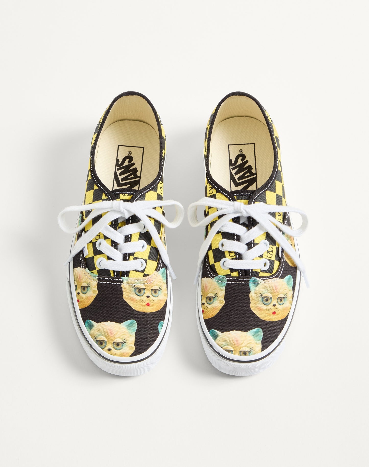 Valentino Garavani And Vans Low-top Fabric Trainer With Vlogo Checkerboard Print And Le Chat De La Maison Print