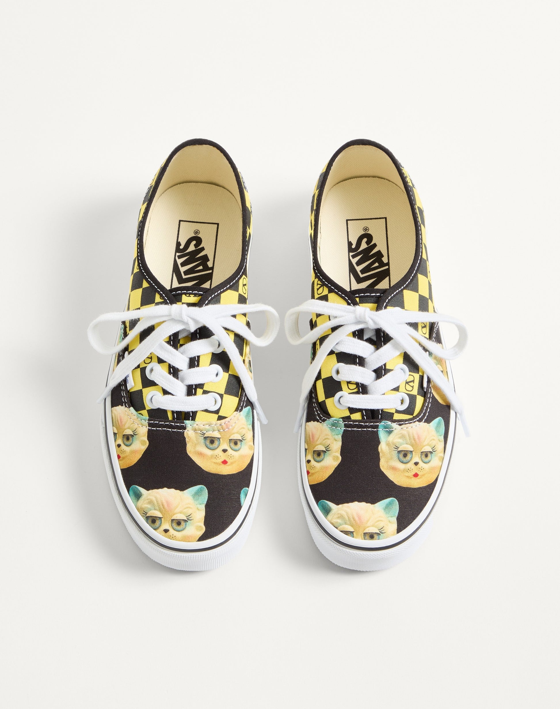Valentino Garavani And Vans Low-top Fabric Trainer With Vlogo Checkerboard Print And Le Chat De La Maison Print