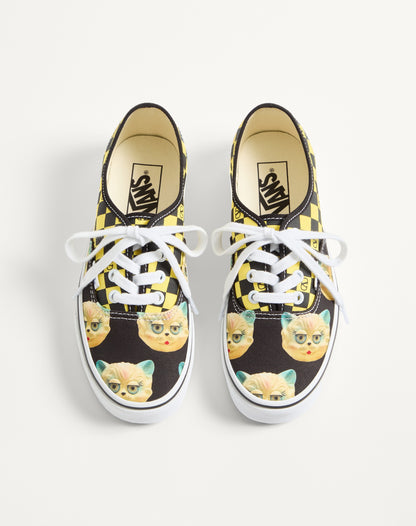 Valentino Garavani And Vans Low-top Fabric Trainer With Vlogo Checkerboard Print And Le Chat De La Maison Print