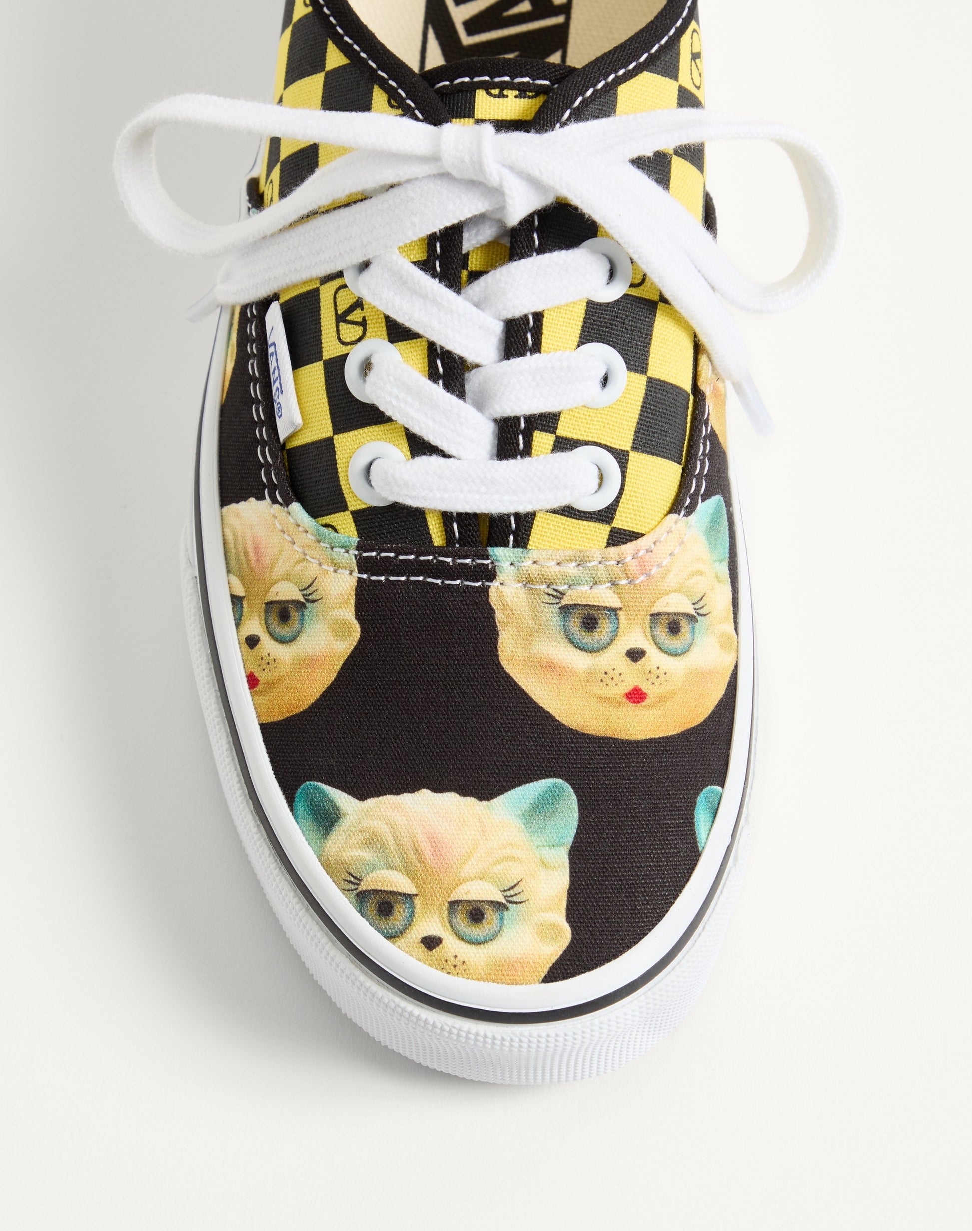Valentino Garavani And Vans Low-top Fabric Trainer With Vlogo Checkerboard Print And Le Chat De La Maison Print