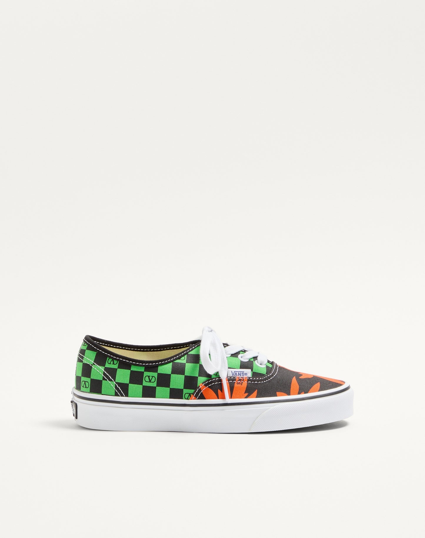Valentino Garavani And Vans Low-top Fabric Trainer With Vlogo Checkerboard Print And Tropical Leaves Print