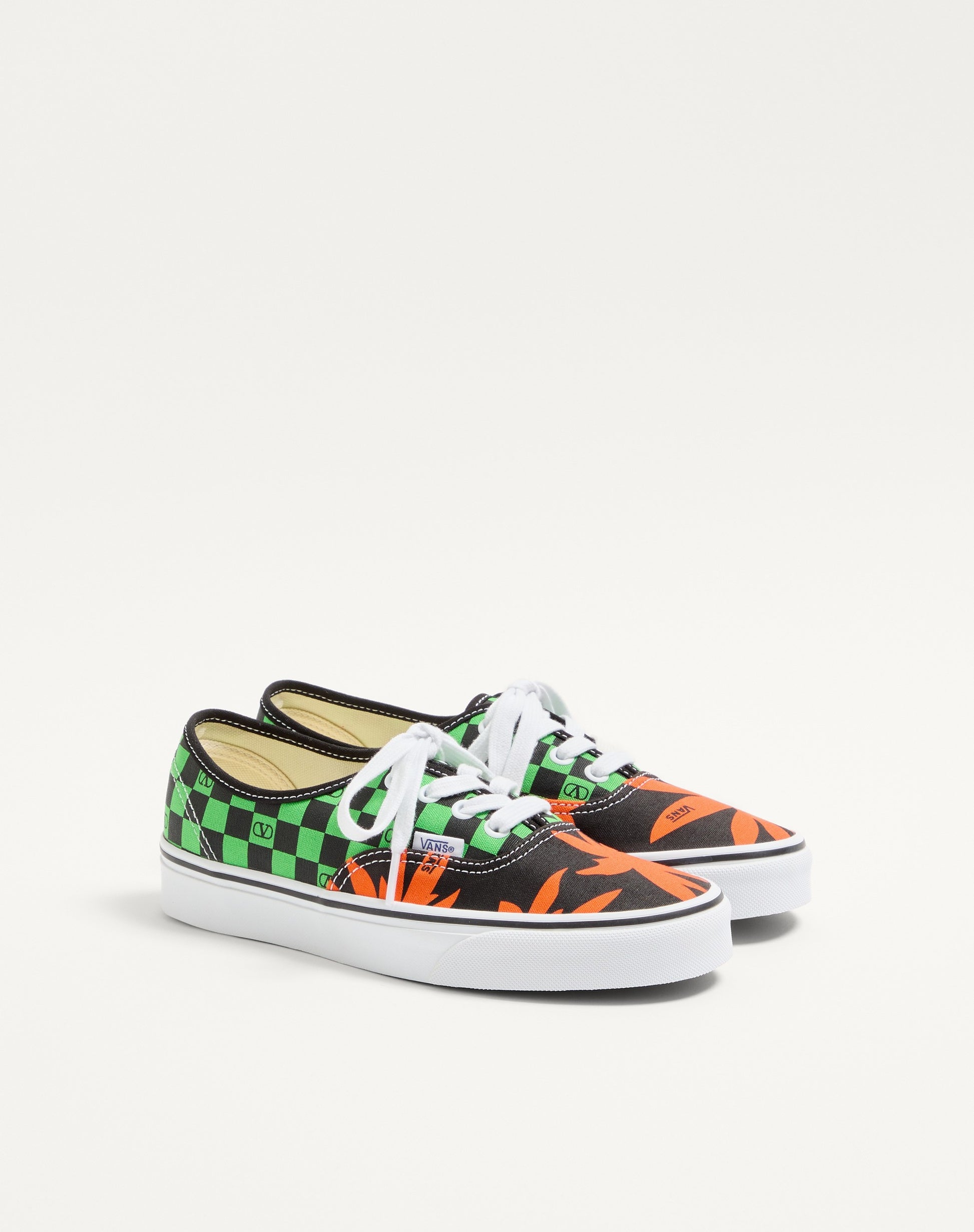 Valentino Garavani And Vans Low-top Fabric Trainer With Vlogo Checkerboard Print And Tropical Leaves Print