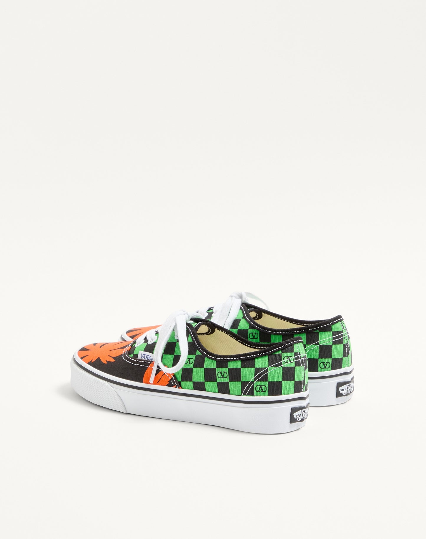Valentino Garavani And Vans Low-top Fabric Trainer With Vlogo Checkerboard Print And Tropical Leaves Print