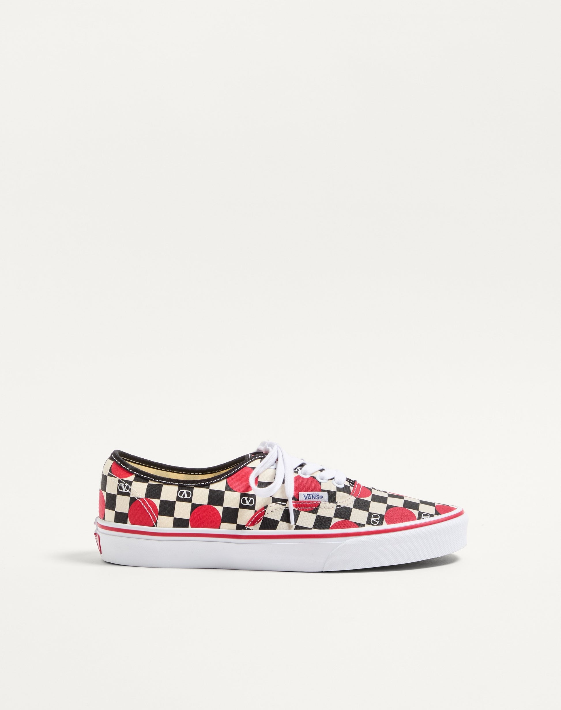 Valentino Garavani And Vans Low-top Trainer In Fabric With Vlogo Checkerboard Print And Polka Dot Detail