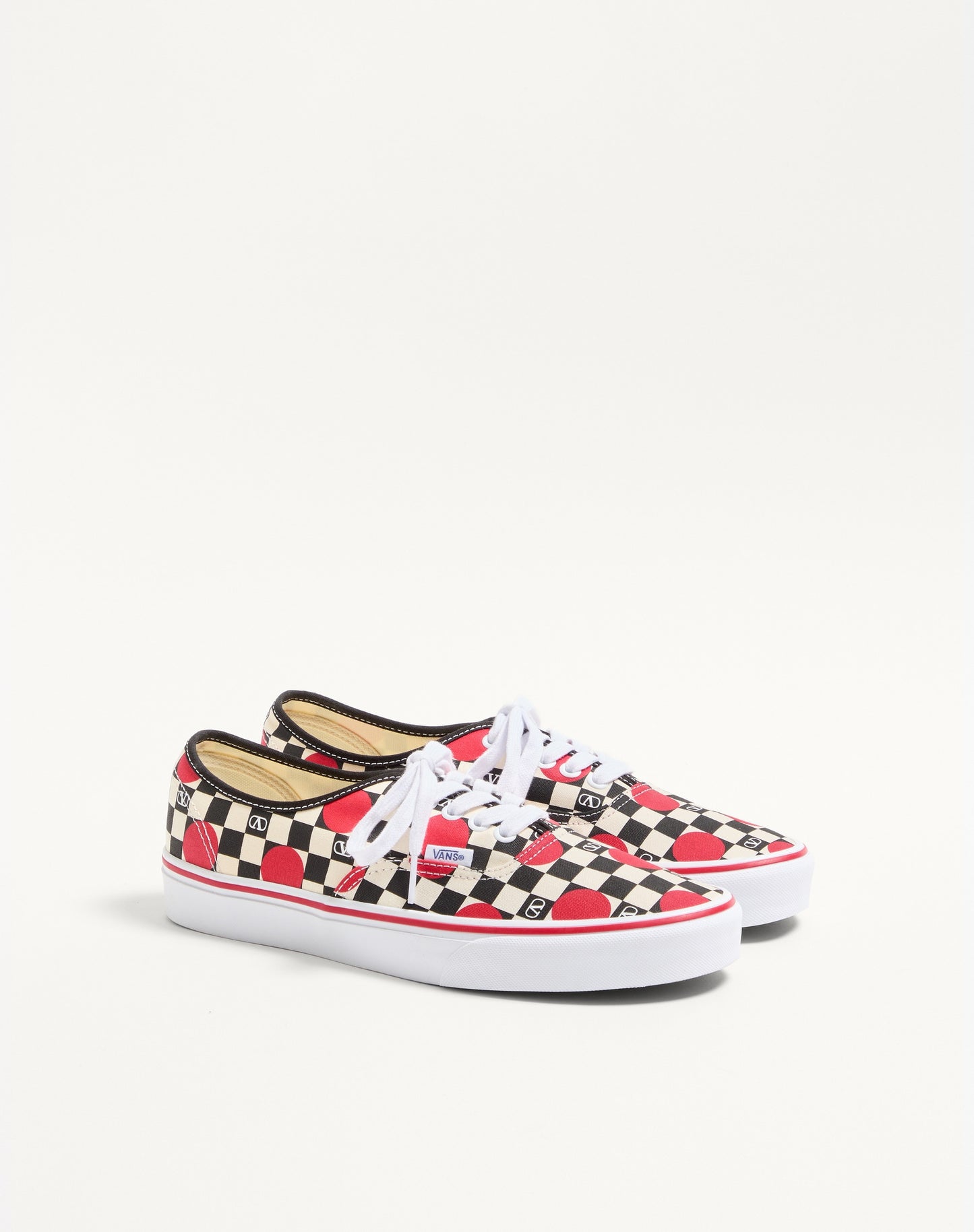Valentino Garavani And Vans Low-top Trainer In Fabric With Vlogo Checkerboard Print And Polka Dot Detail