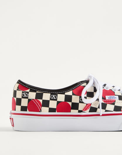 Valentino Garavani And Vans Low-top Trainer In Fabric With Vlogo Checkerboard Print And Polka Dot Detail