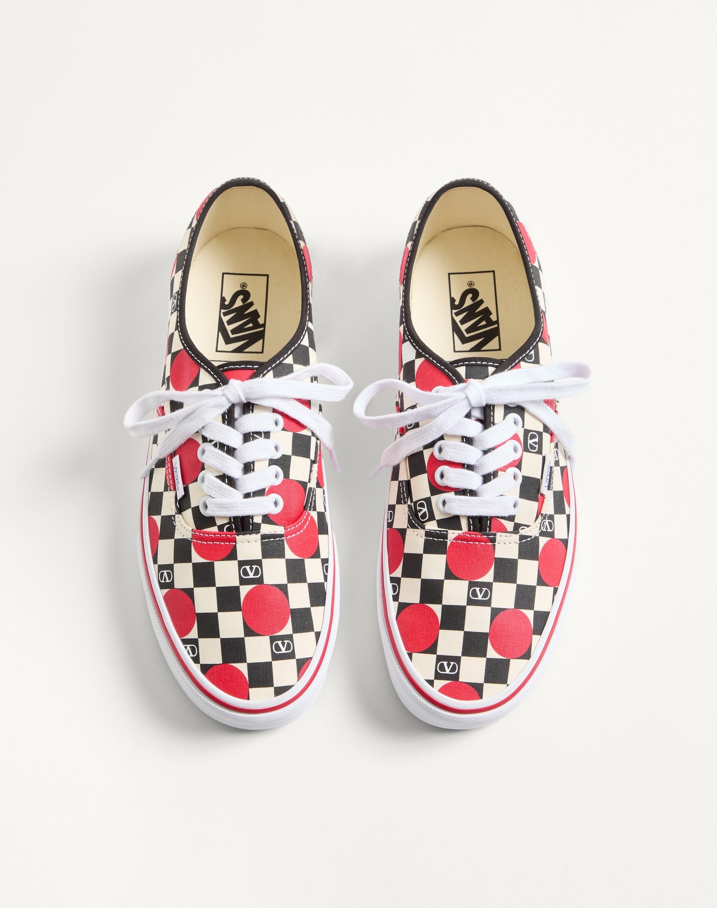 Valentino Garavani And Vans Low-top Trainer In Fabric With Vlogo Checkerboard Print And Polka Dot Detail