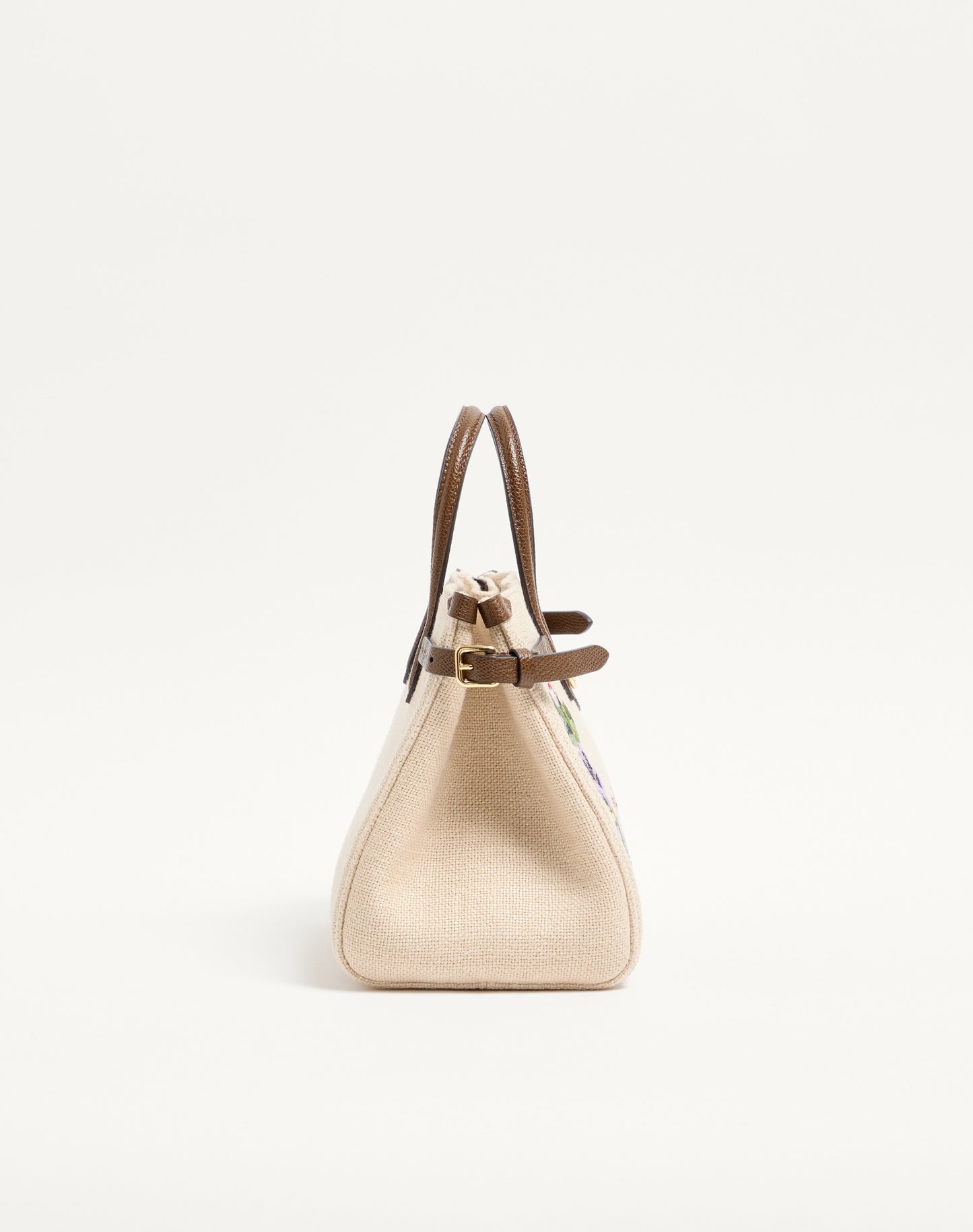 Valentino Garavani Antibes Small Embroidered Linen Shopping Bag
