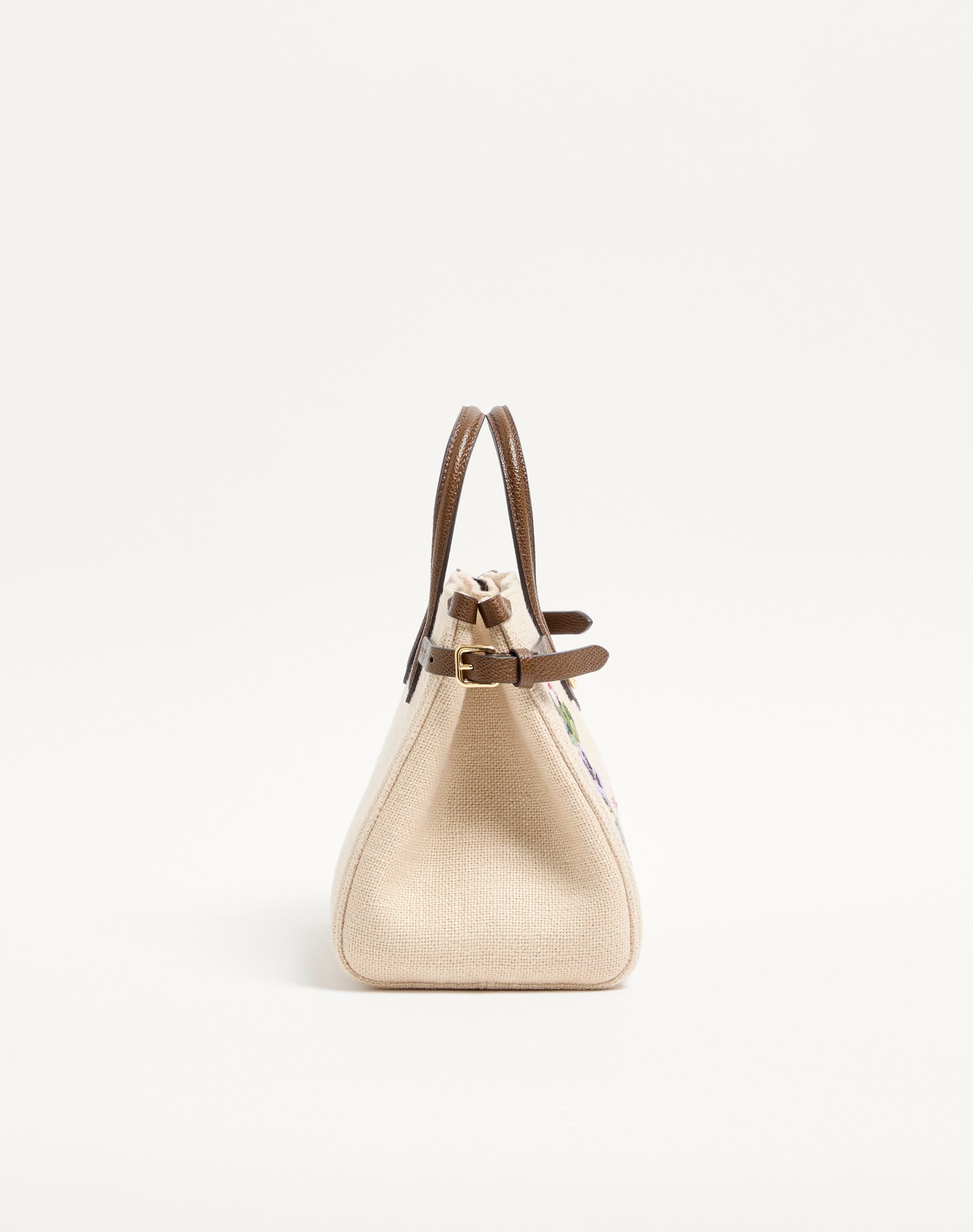 Valentino Garavani Antibes Small Embroidered Linen Shopping Bag
