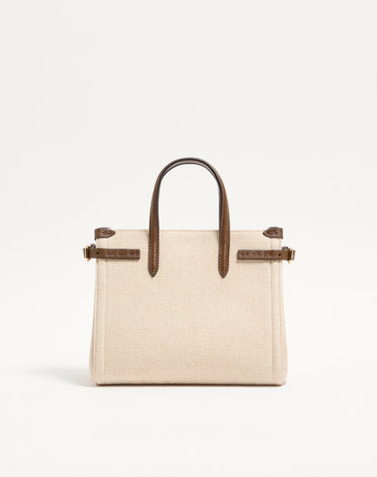 Valentino Garavani Antibes Small Embroidered Linen Shopping Bag