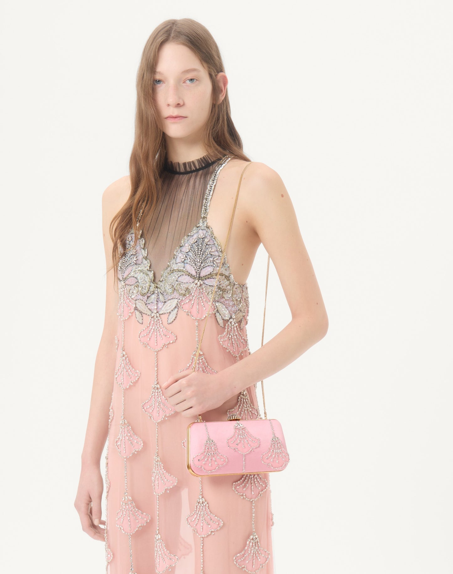 Valentino Garavani Carry Secrets Satin Minaudiere With Floral Pattern Embroidery