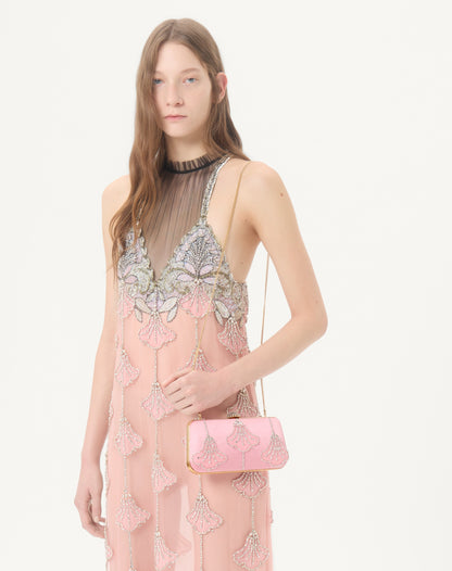 Valentino Garavani Carry Secrets Satin Minaudiere With Floral Pattern Embroidery