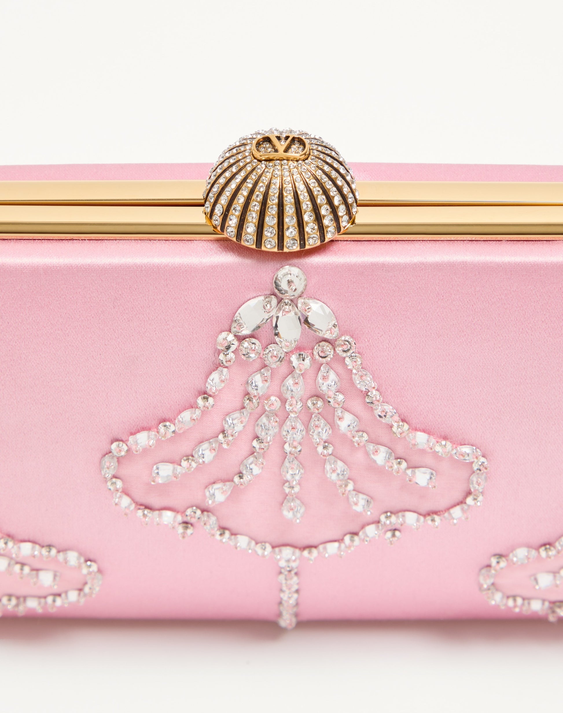 Valentino Garavani Carry Secrets Satin Minaudiere With Floral Pattern Embroidery