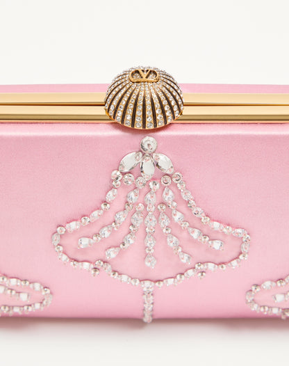 Valentino Garavani Carry Secrets Satin Minaudiere With Floral Pattern Embroidery