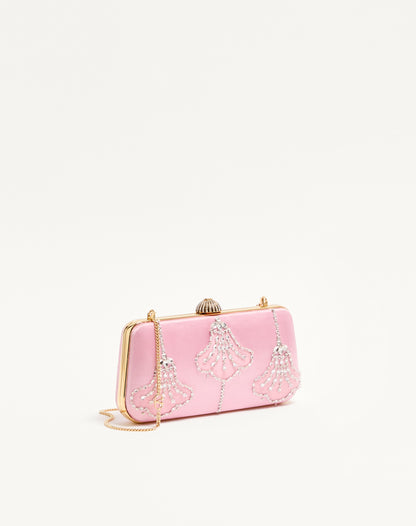 Valentino Garavani Carry Secrets Satin Minaudiere With Floral Pattern Embroidery