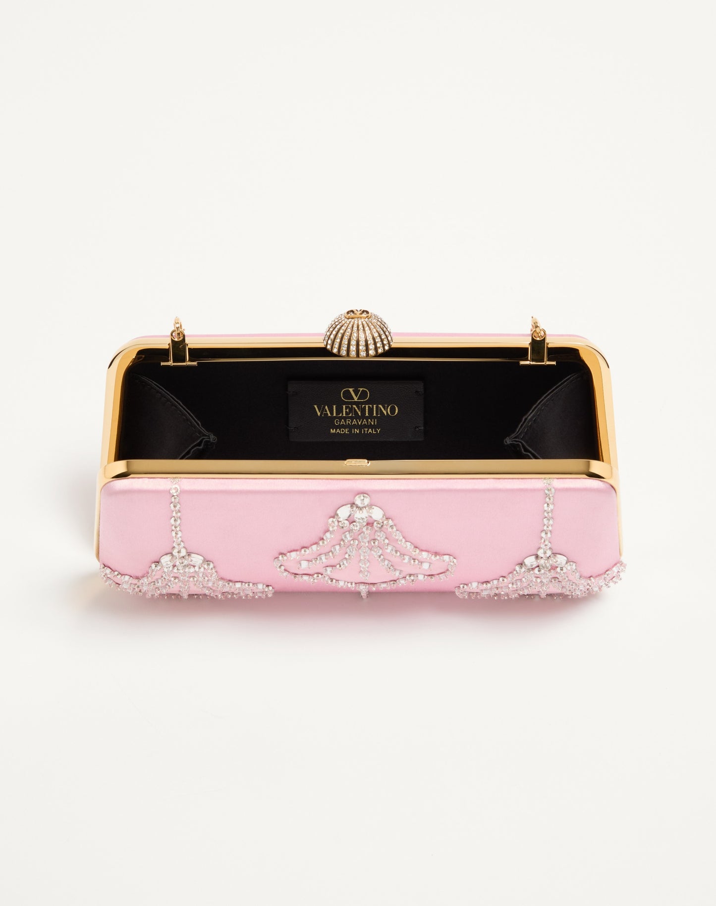 Valentino Garavani Carry Secrets Satin Minaudiere With Floral Pattern Embroidery