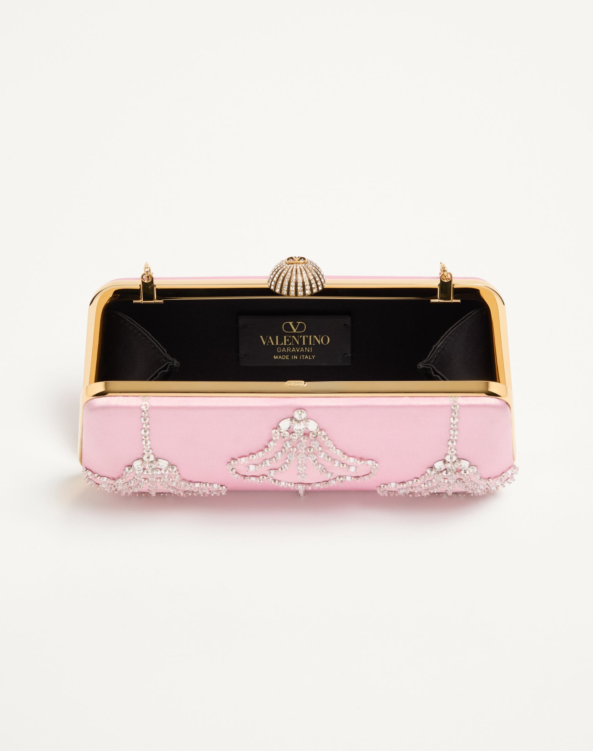 Valentino Garavani Carry Secrets Satin Minaudiere With Floral Pattern Embroidery