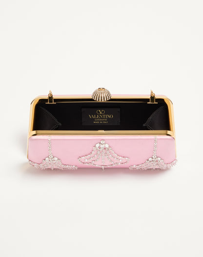 Valentino Garavani Carry Secrets Satin Minaudiere With Floral Pattern Embroidery