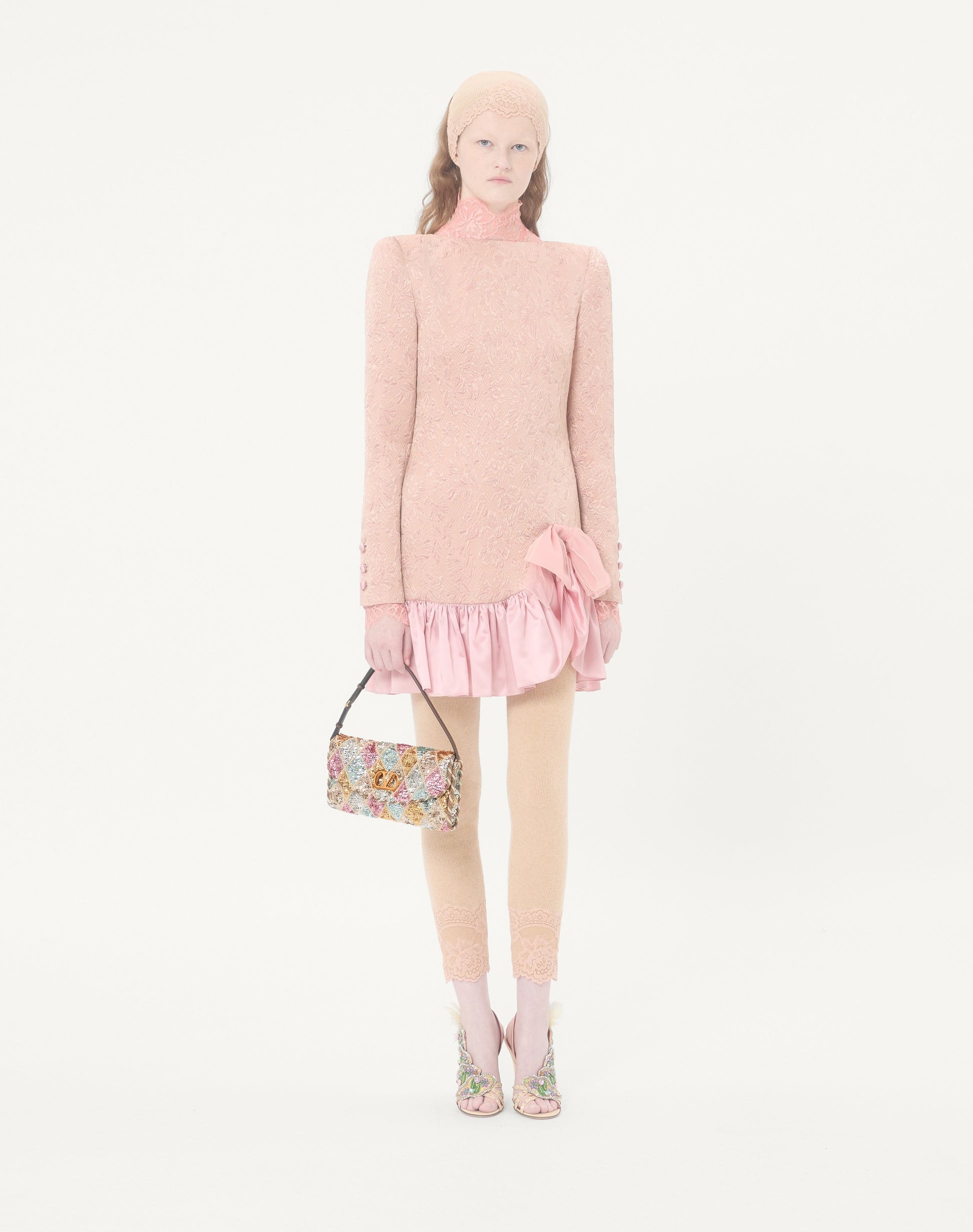 Valentino Garavani Devain Small Shoulder Bag With Rhombelle Embroidery.