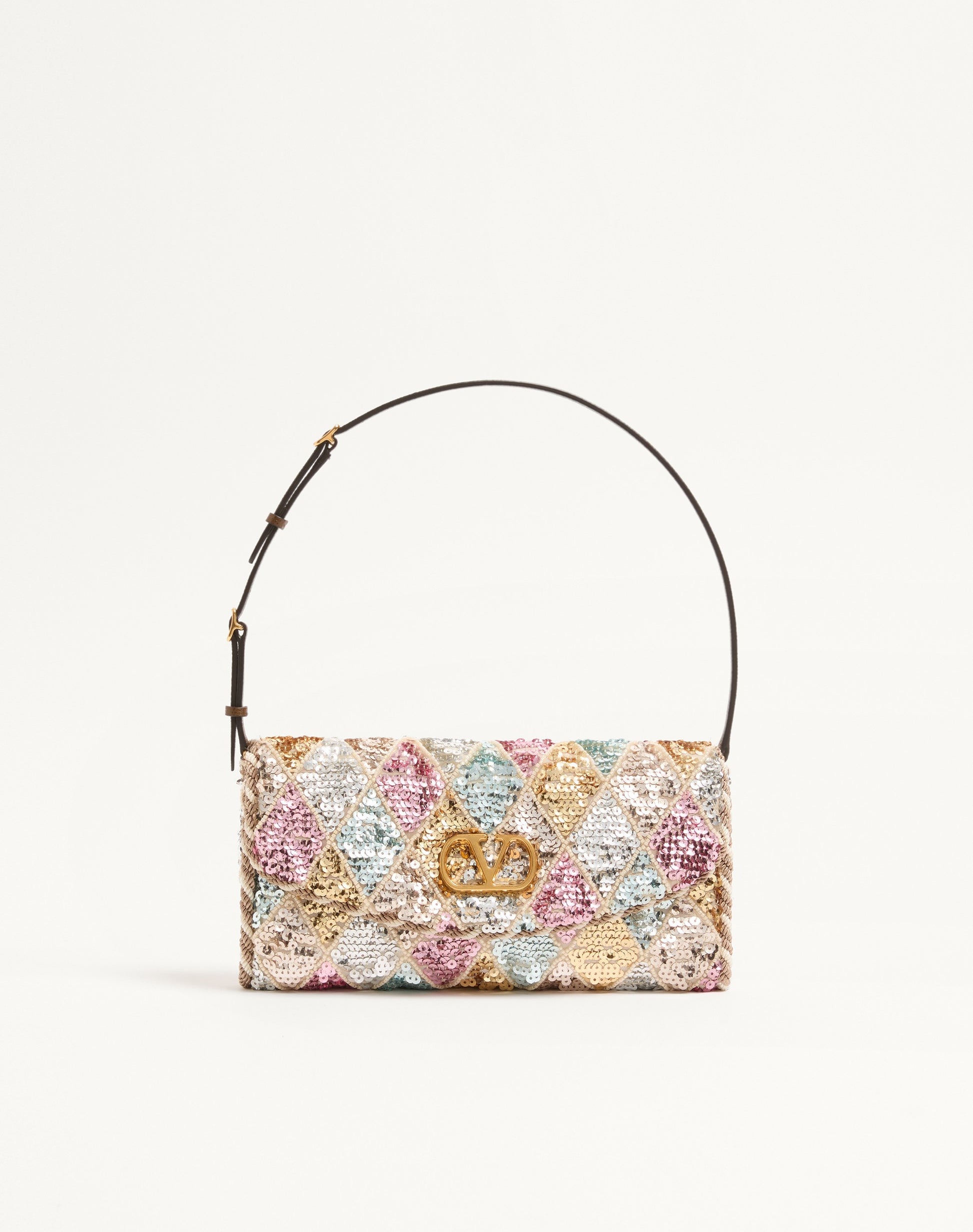 Valentino Garavani Devain Small Shoulder Bag With Rhombelle Embroidery.