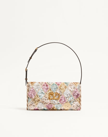 Valentino Garavani Devain Small Shoulder Bag With Rhombelle Embroidery.
