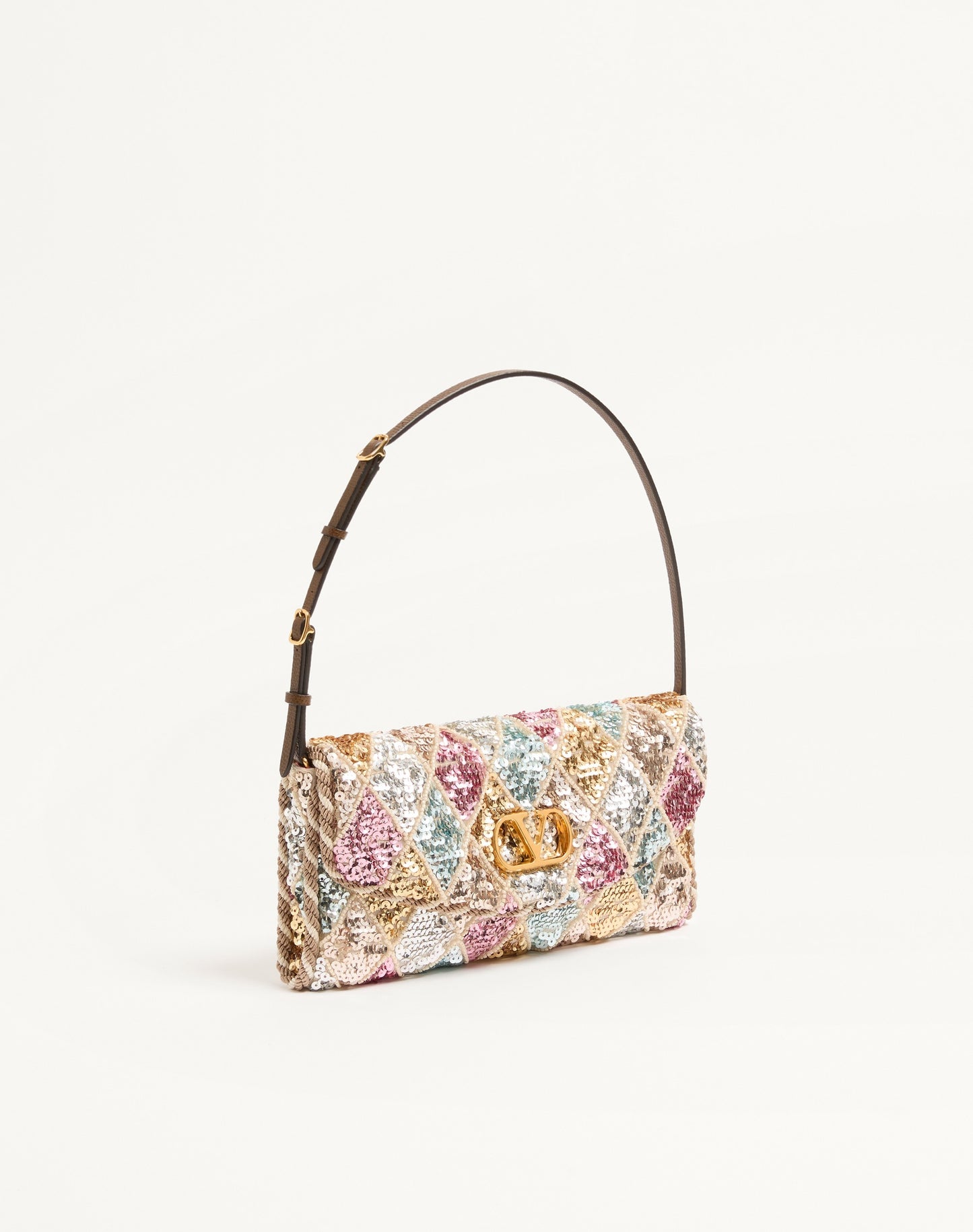 Valentino Garavani Devain Small Shoulder Bag With Rhombelle Embroidery.