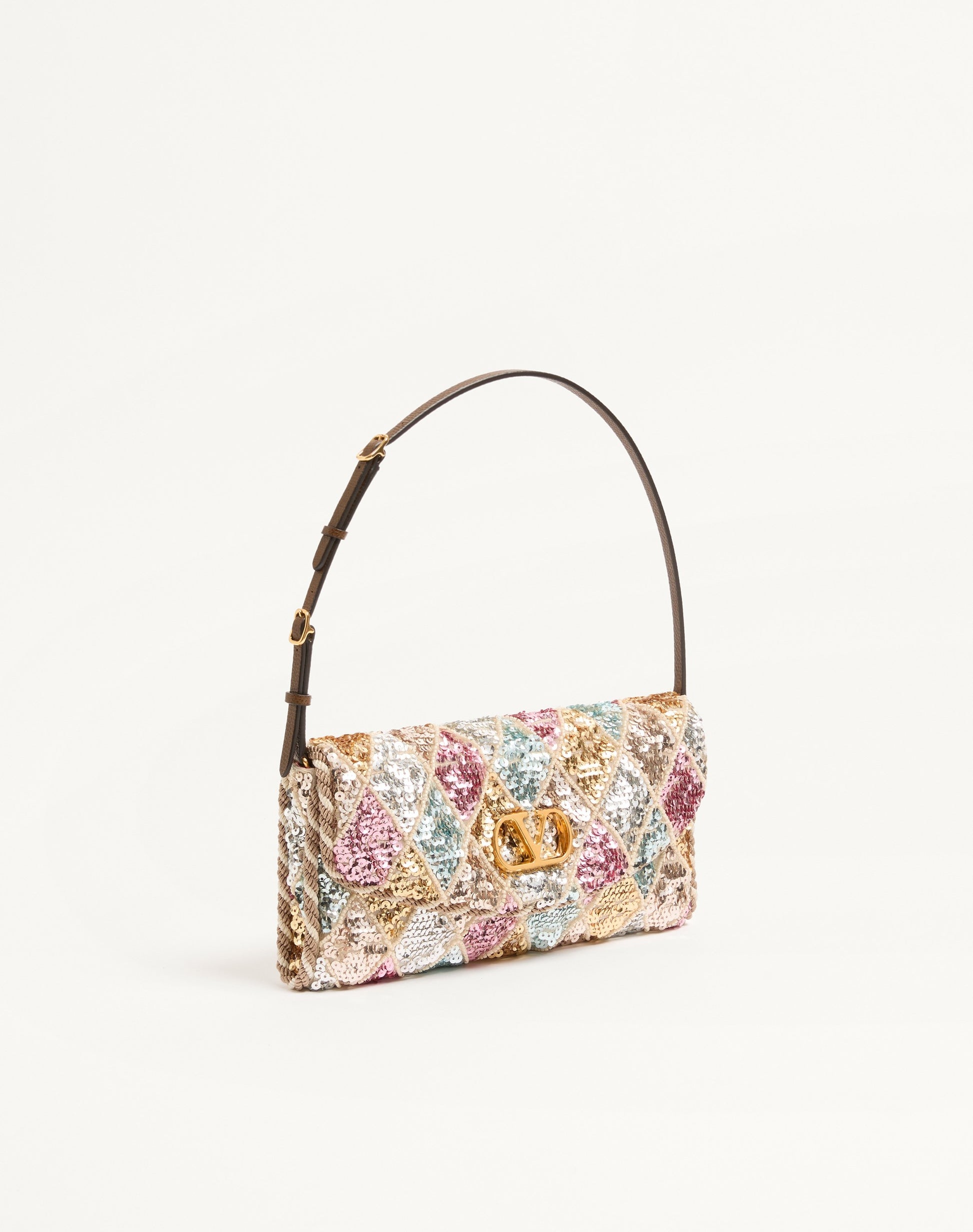 Valentino Garavani Devain Small Shoulder Bag With Rhombelle Embroidery.