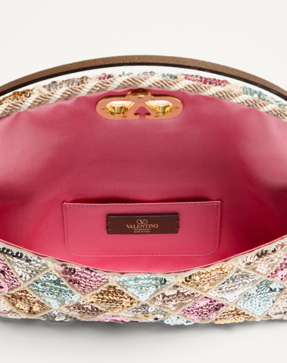 Valentino Garavani Devain Small Shoulder Bag With Rhombelle Embroidery.