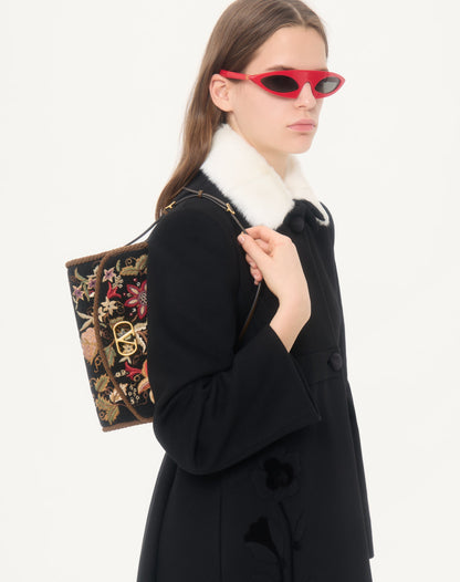 Valentino Garavani Devain Embroidered Small Shoulder Bag